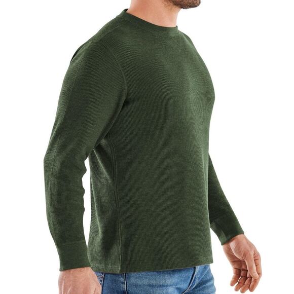 2pc Bundle lot Member's Mark Men's thermal Long Sleeve Crew NWT olive green M - Picture 3 of 5